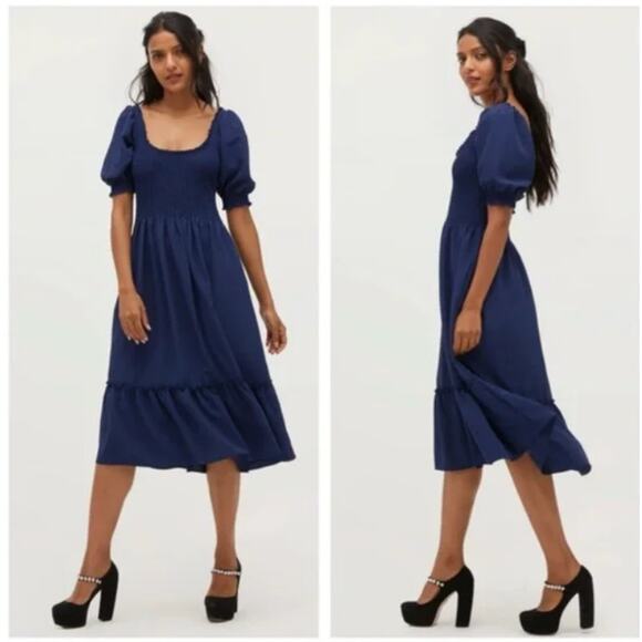 Hill House The Luisa Nap Blue Navy Crepe Dress Womens New Size XL - Picture 1 of 16